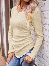 Load image into Gallery viewer, Full Size Ruched V-Neck Long Sleeve T-Shirt
