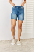 Load image into Gallery viewer, Full Size Tummy Control Double Button Bermuda Denim Shorts
