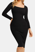 Load image into Gallery viewer, Basic Full Size Built-In Shapewear Square Neck Long Sleeve Dress
