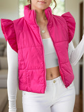 Load image into Gallery viewer, Pocketed Zip Up Cap Sleeve Jacket
