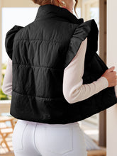 Load image into Gallery viewer, Pocketed Zip Up Cap Sleeve Jacket
