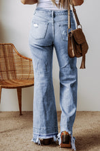 Load image into Gallery viewer, Edgy Raw Hem Bootcut Jeans with Functional Pockets
