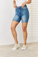 Load image into Gallery viewer, Full Size Tummy Control Double Button Bermuda Denim Shorts
