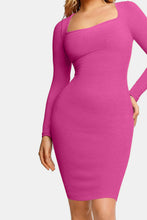 Load image into Gallery viewer, Basic Full Size Built-In Shapewear Square Neck Long Sleeve Dress
