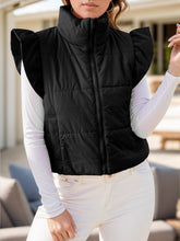 Load image into Gallery viewer, Pocketed Zip Up Cap Sleeve Jacket
