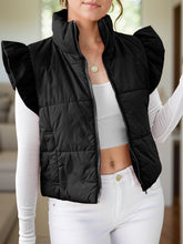 Load image into Gallery viewer, Pocketed Zip Up Cap Sleeve Jacket
