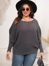 Load image into Gallery viewer, Full Size Boat Neck Batwing Sleeve Sweater
