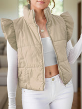 Load image into Gallery viewer, Pocketed Zip Up Cap Sleeve Jacket
