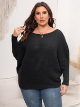 Load image into Gallery viewer, Full Size Boat Neck Batwing Sleeve Sweater
