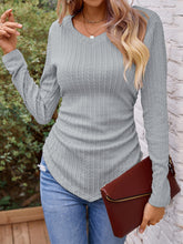 Load image into Gallery viewer, Full Size Ruched V-Neck Long Sleeve T-Shirt
