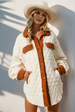 Load image into Gallery viewer, Full Size Contrast Button Up Quilted Shacket
