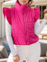 Load image into Gallery viewer, Pocketed Zip Up Cap Sleeve Jacket
