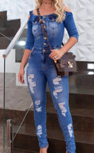 Load image into Gallery viewer, Womens Denim Jumper | Gina Open Shoulder Denim Jumper | Xsintric 1&#39;s
