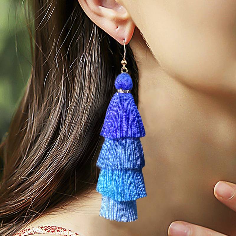 Blue Fringe Earrings