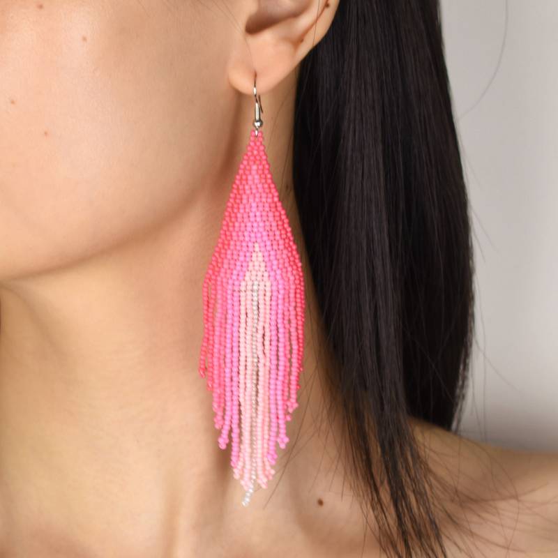 Shades of Pink Fringe Earrings